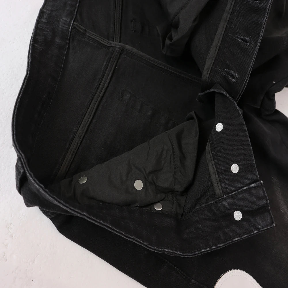 Y2k Clothes Hip-Hop Bones Embroidery Slim Fit Jeans Streetwear Ripped Rock Revivals Jeans Distressed Casual Pants Men's Clothing
