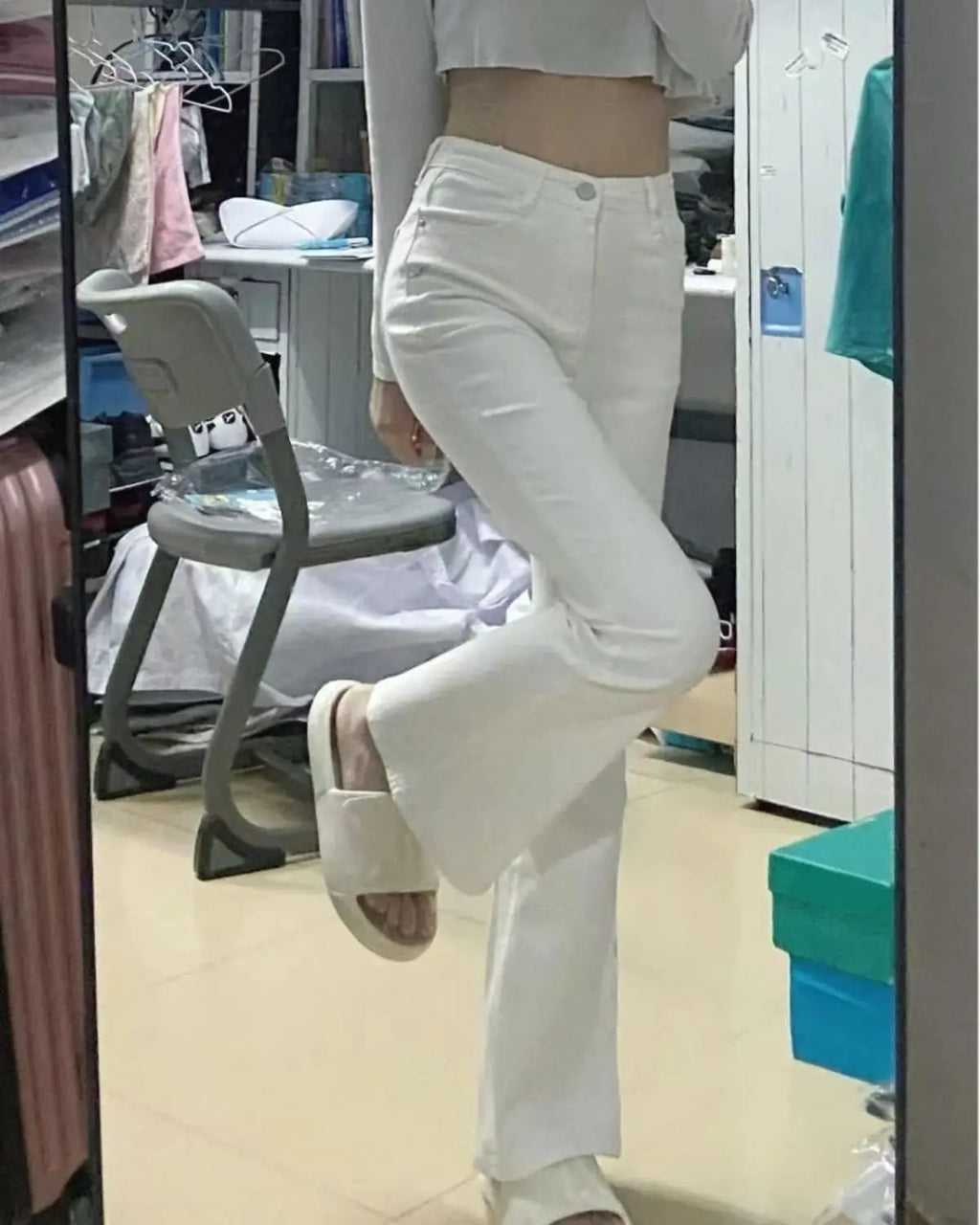 Autumn Spring Slim Skinny Jeans Women Denim Pants Vintage White Tight Trousers Fashion Female Elastic Jeans Casual Flare Pants