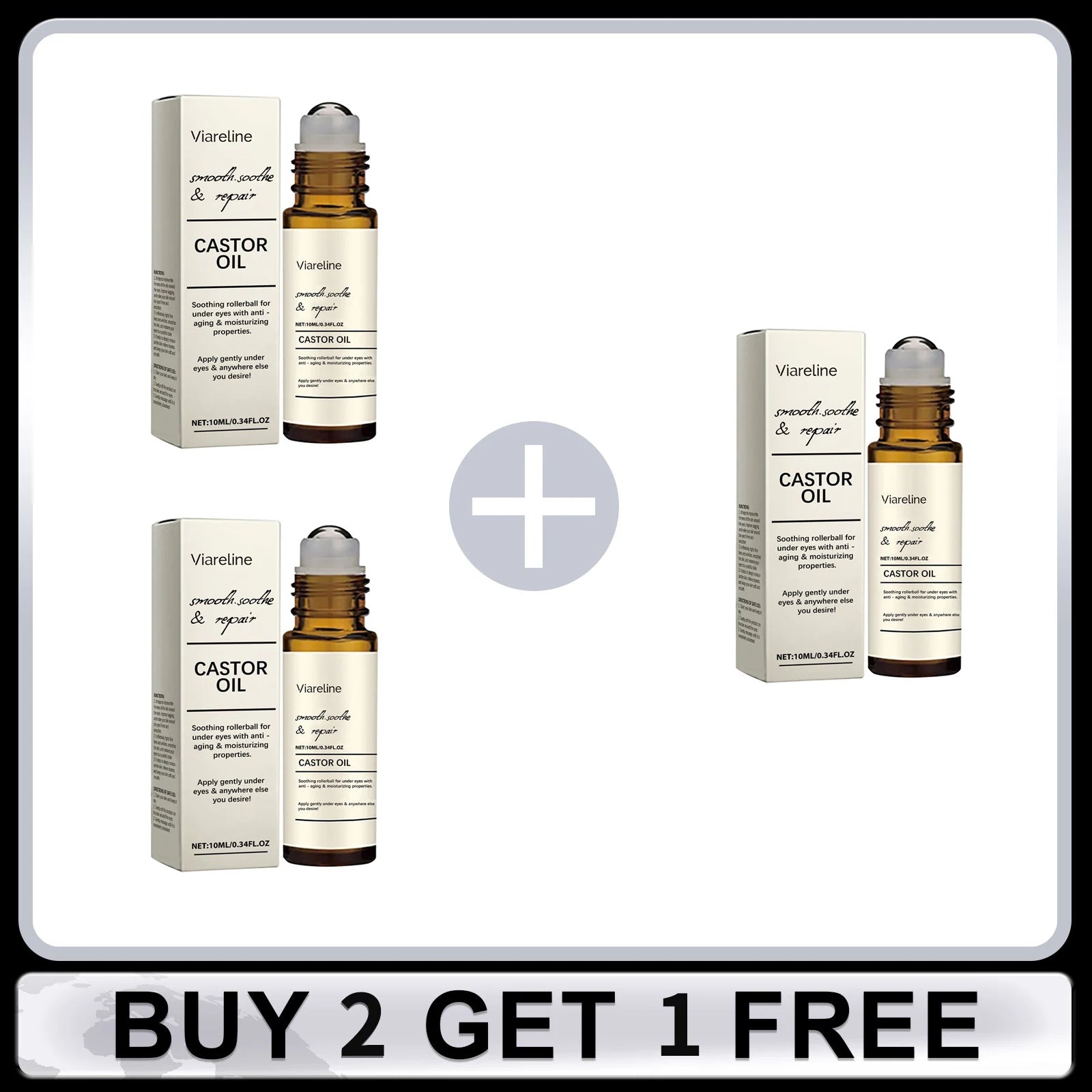 Castor Oil Eye Serum Anti-Wrinkle Remove Dark Circles Eye Bags Anti-Puffiness Lift Firm Ball Massage Moisturize Nourish Eye Care