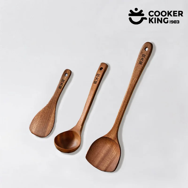 COOKER KING 3in1 Cooking Tool Set Ebony Spatula and Spoon for Family Kitchen Kitchenware Exquisite Kitchen Gift Kitchen tools