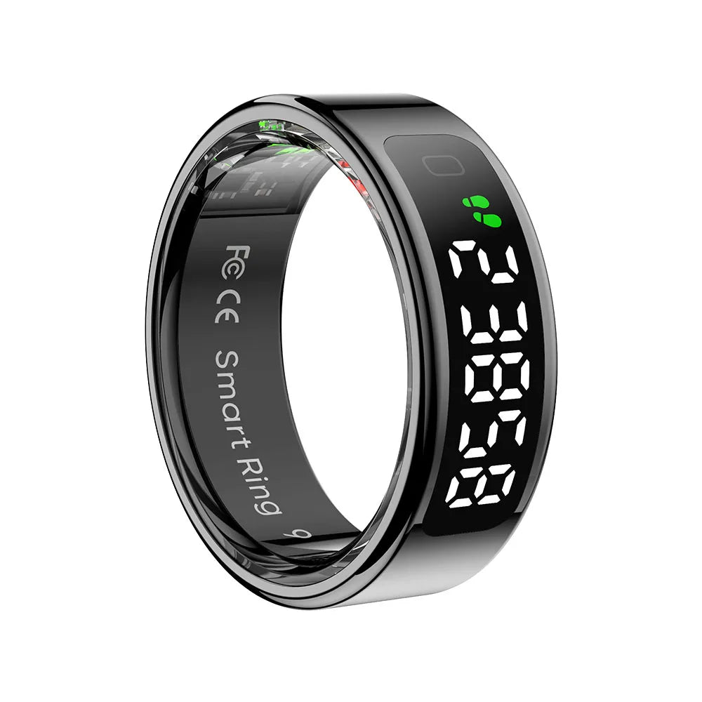 New Smart Ring Touch Screen Health Manager Heart Rate/Blood Oxygen Monitor Wireless Charging IP68 5ATM Waterproof for Universal