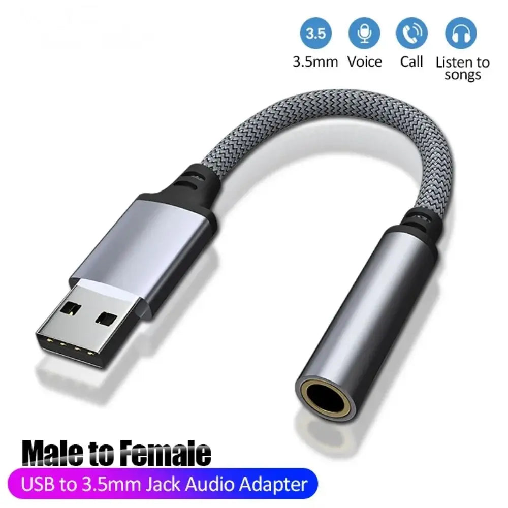 USB To 3.5mm Headphone Adapter High Fidelity HIFI Earphone Adapter Portable Audio Wired Headset Converter For Headphones/Phone