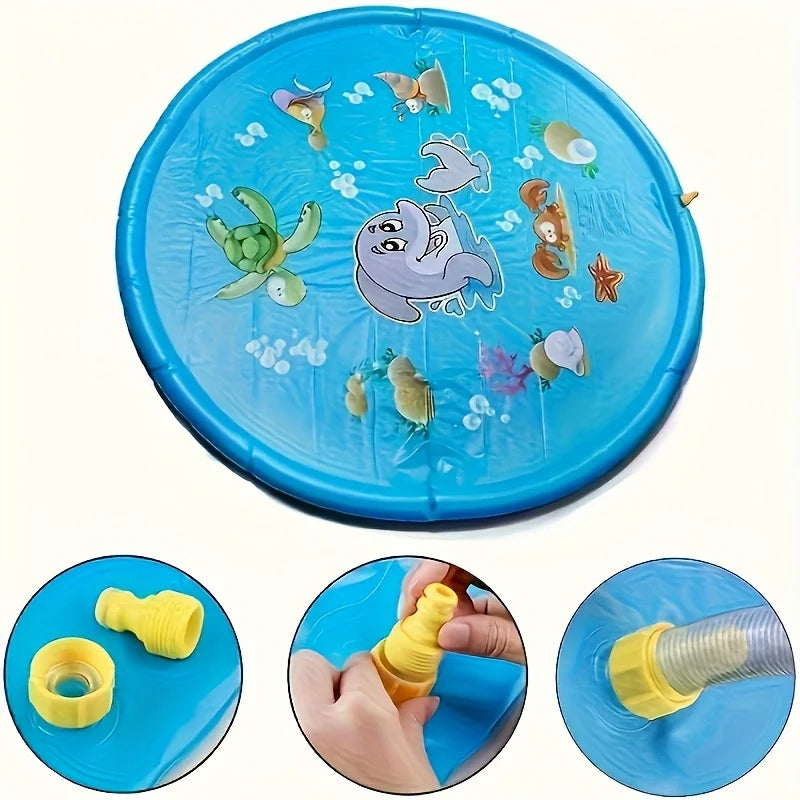 Heavy-duty Outdoor Pet Bath Basin with Water Spray Function - Anti-slip Dog Water Play Cooling, water spraying, and ice cooling