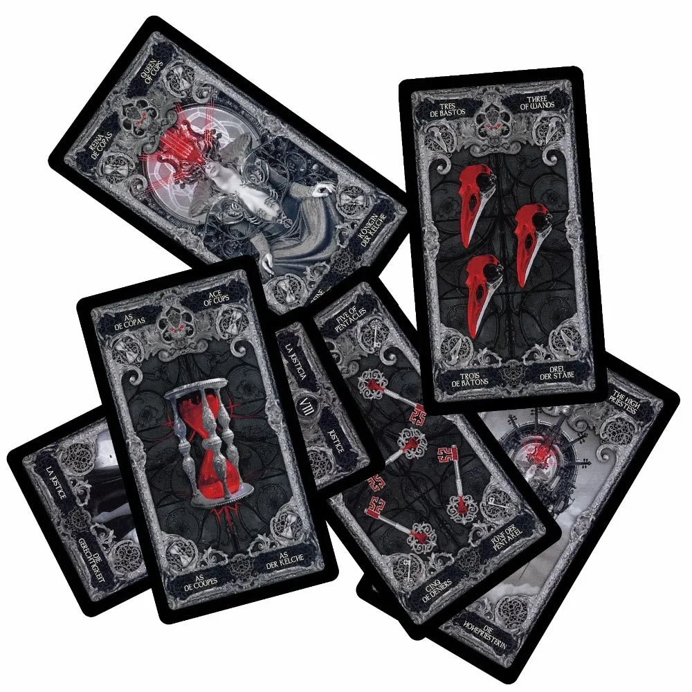 XIII Dark Tarot Cards Deck Board Game English Spanish French German Mysterious Divination Fate Personal Use Card Game  Part