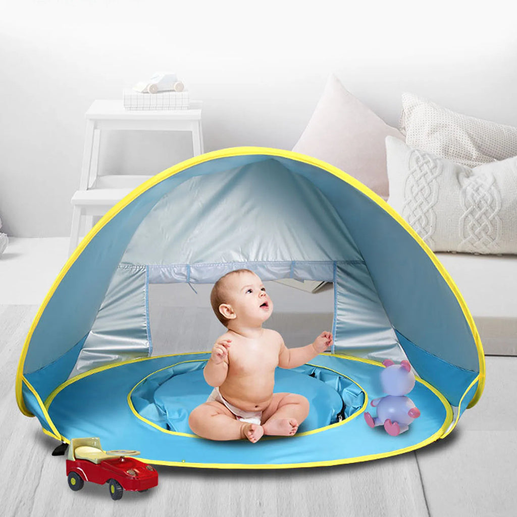 【New】Beach Tent Sun Shelter  Up Beach Tent Sun Proof Wind Proof Portable Baby Beach Tent with Pool Storage Bags for Outdoor