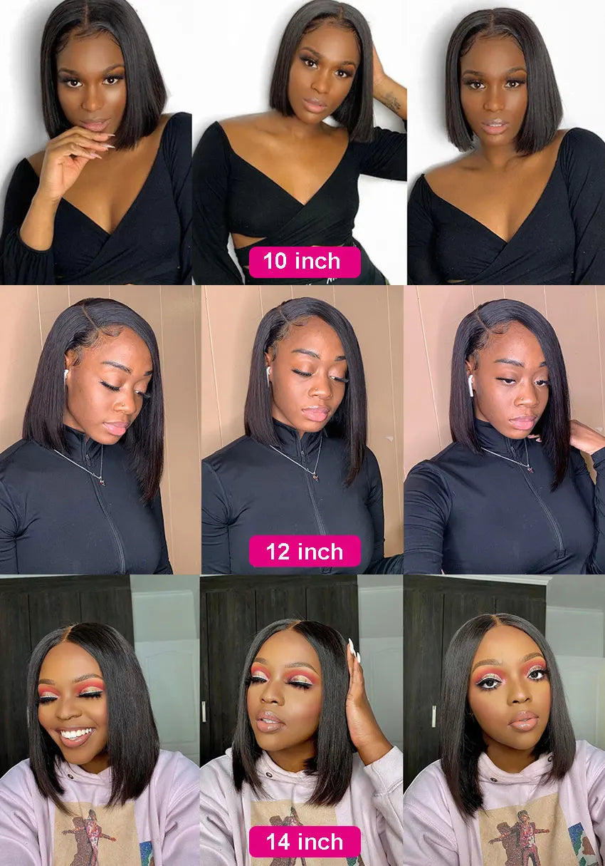 Wear And Go Glueless Straight Bob Wig Lace Front Human Hair Wigs For Women Peruvian Lace Frontal Wig perruques cheveux humains