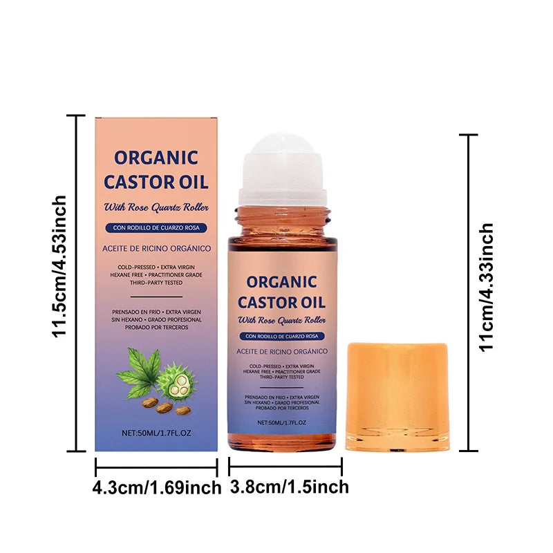 Castor Oil Roll-on For Hair & Skin Moisturizing Treatment Dry Skin, Hair Growth Frizz Control Lightens Fine Lines Nourishes Body