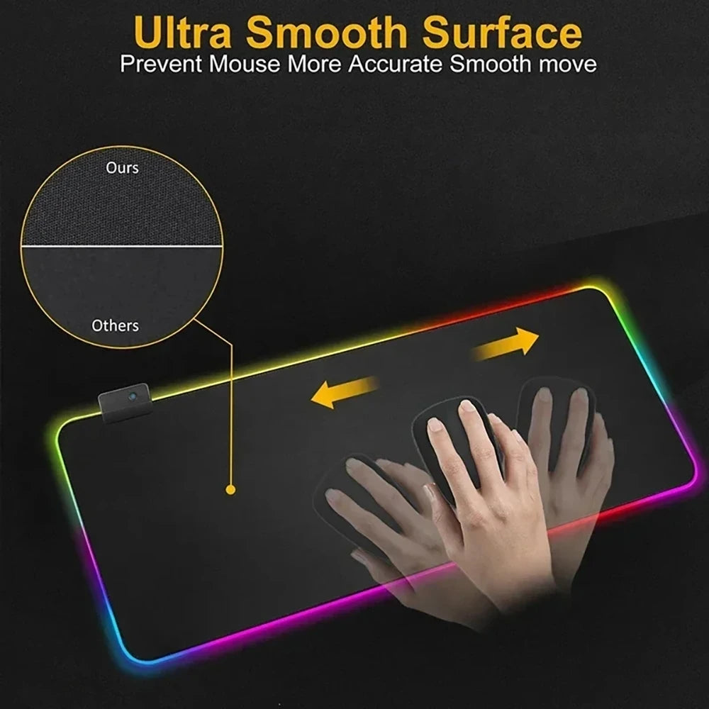 Hot Video Game O_omori RGB Mouse Pad LED Large Gamer Mousepads Luminous Kawaii Cute Deskmat High-end E-sports Keyboard Pad