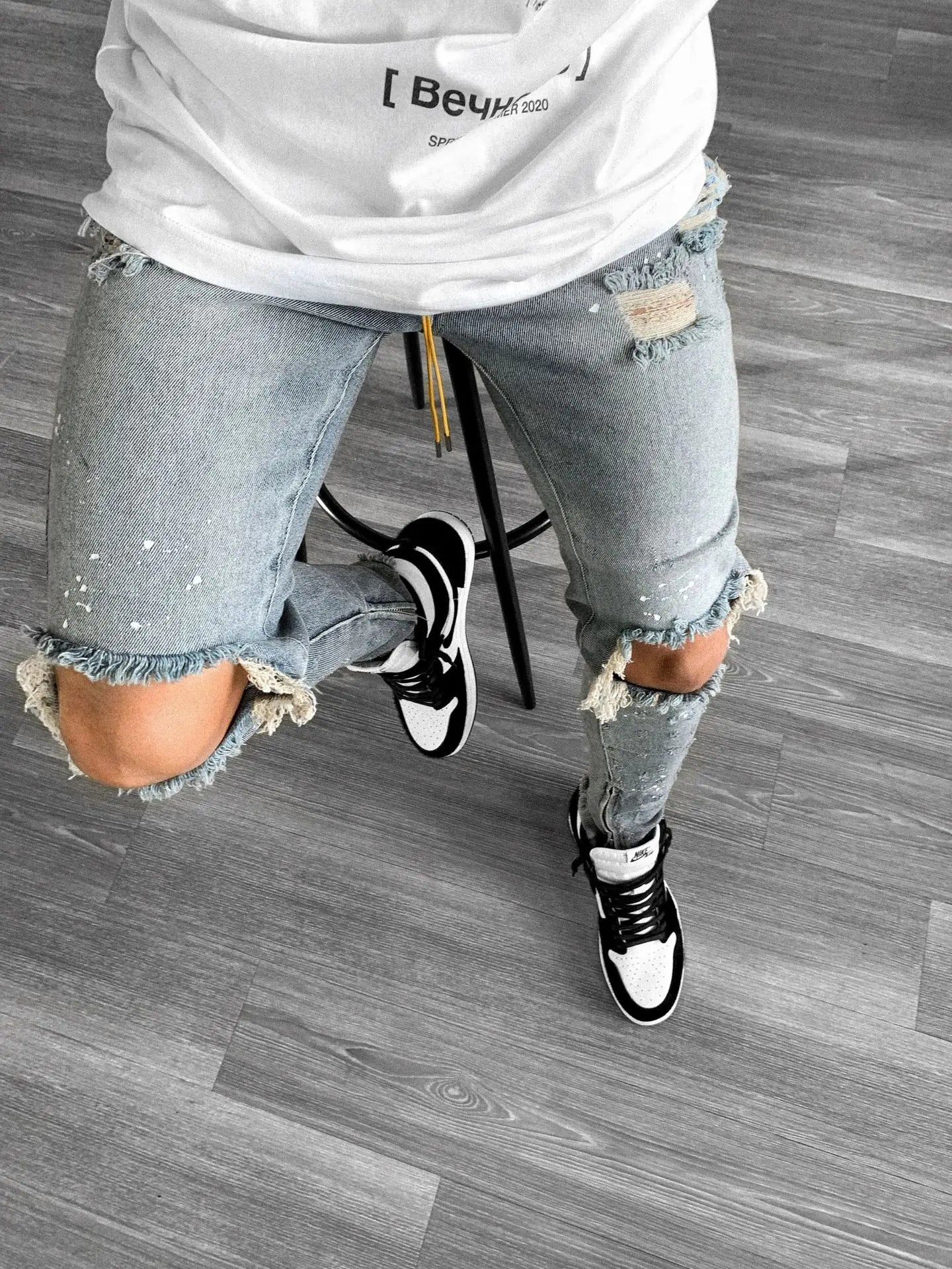 New 2026 Ripped Hole Jeans for Men Hip Hop Cargo Pant Distressed Denim Jeans Skinny Men Clothing Full Length Slim Trousers Male