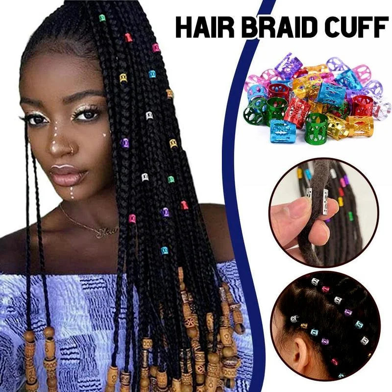 100Pcs Dreadlocks Beads Hair Braid Rings Clips Dread Locks Hair Braiding Metal Cuffs Hair Rings Decoration Accessories Jewelry