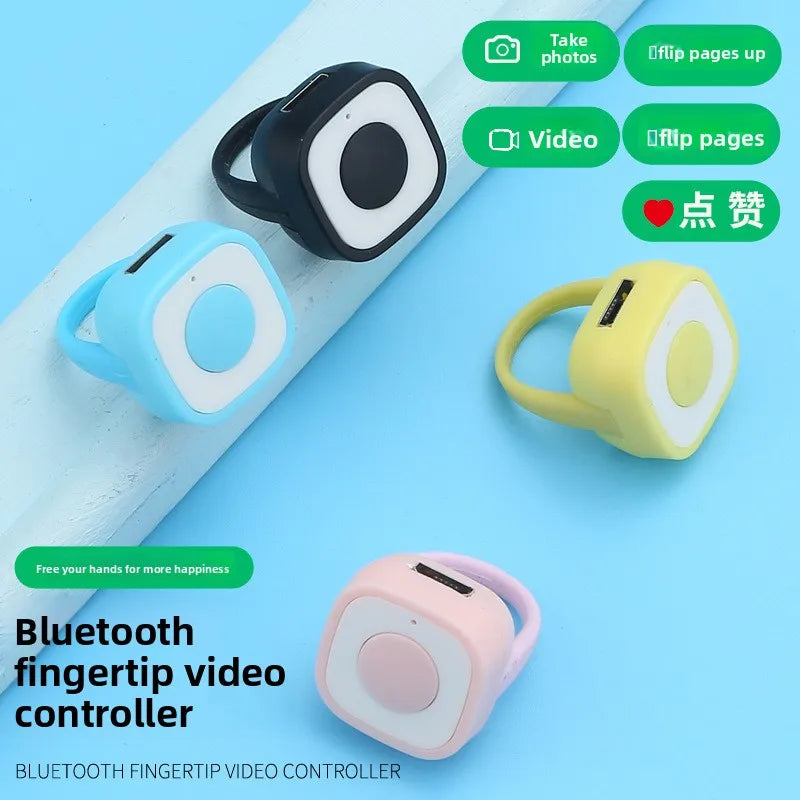 Mini Fingertip Phone Bluetooth Remote Control for Tiktok Short Video Flip Page Liking Device Ring Selfie Device Take Photo Video