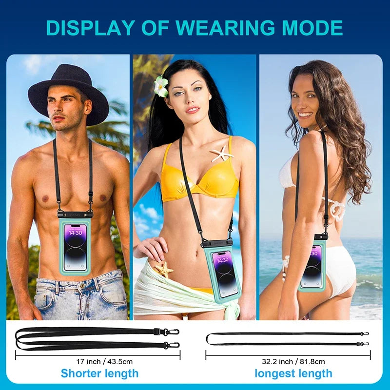 HAISSKY Waterproof Phone Bag for iPhone 16/15/14/13/12 pro Max/XR Universal Crossbody Swim Storage Pouch Case