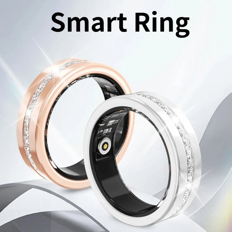 Diamond Smart Ring Heart Rate Monitor Waterproof Bluetooth Sleep Tracking Fitness Ring