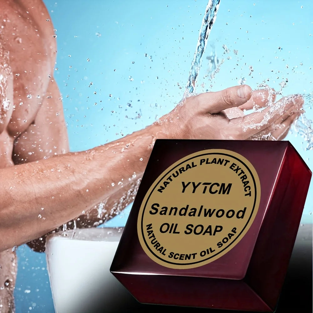 Sandalwood Soap, Men's Scented Soap, Long-Lasting Light Fragrance, Bath, Hand-Washing, Face-Washing Soap, Gentle Skin Care, Gift-Giving, Personal Use 65G/Piece-1 Piece