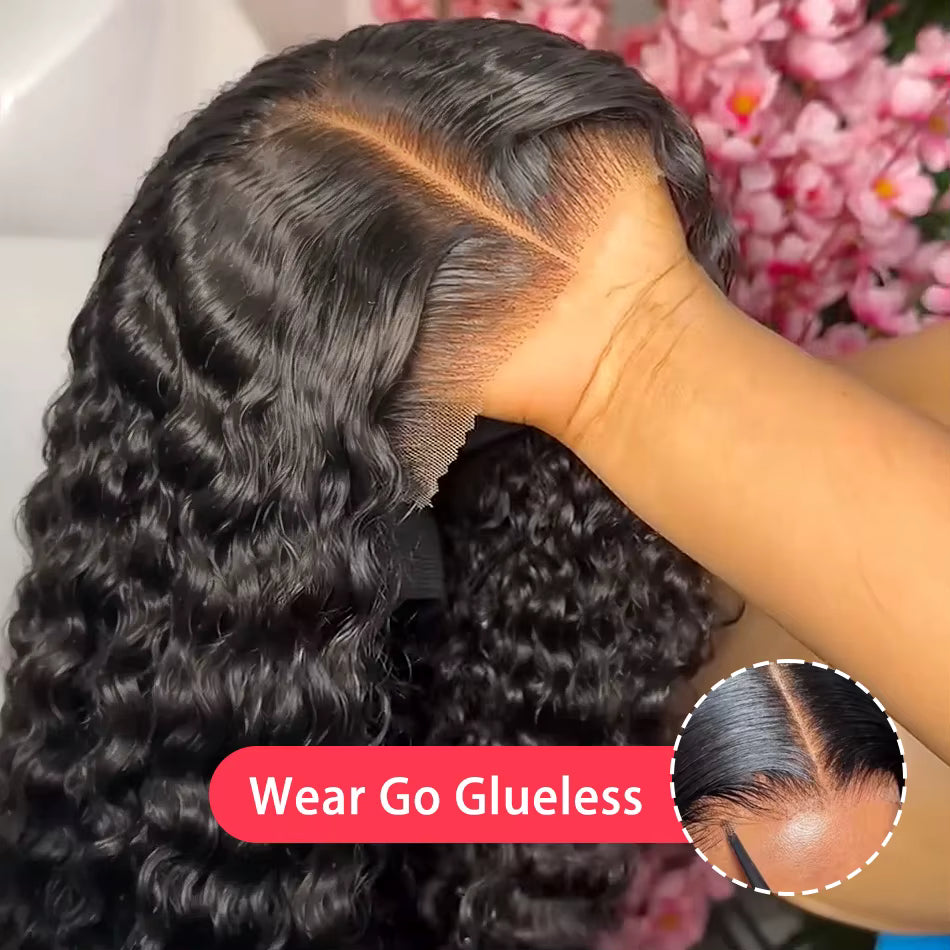 Deep Curly Bob Wigs 13X4 Transparent Lace Frontal Wigs Human Hair 200% Density 100% Human Hair Deep Wave Bob Wig For Black Women