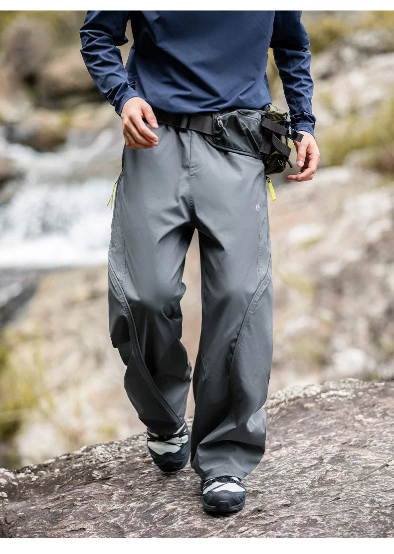 Streetwear Cargo Pants - Waterproof Windproof Fabric with Drawstring Elastic Waist｜Fall 2025 Loose Fit