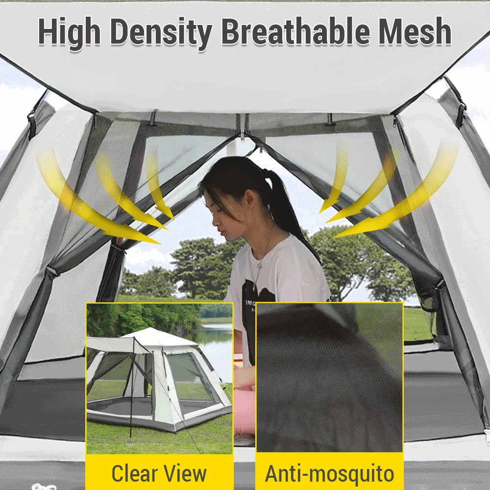 Instant Pop Up Waterproof Camping Tent Outdoor Easy Set Up Automatic Beach Tent for 3-5 People