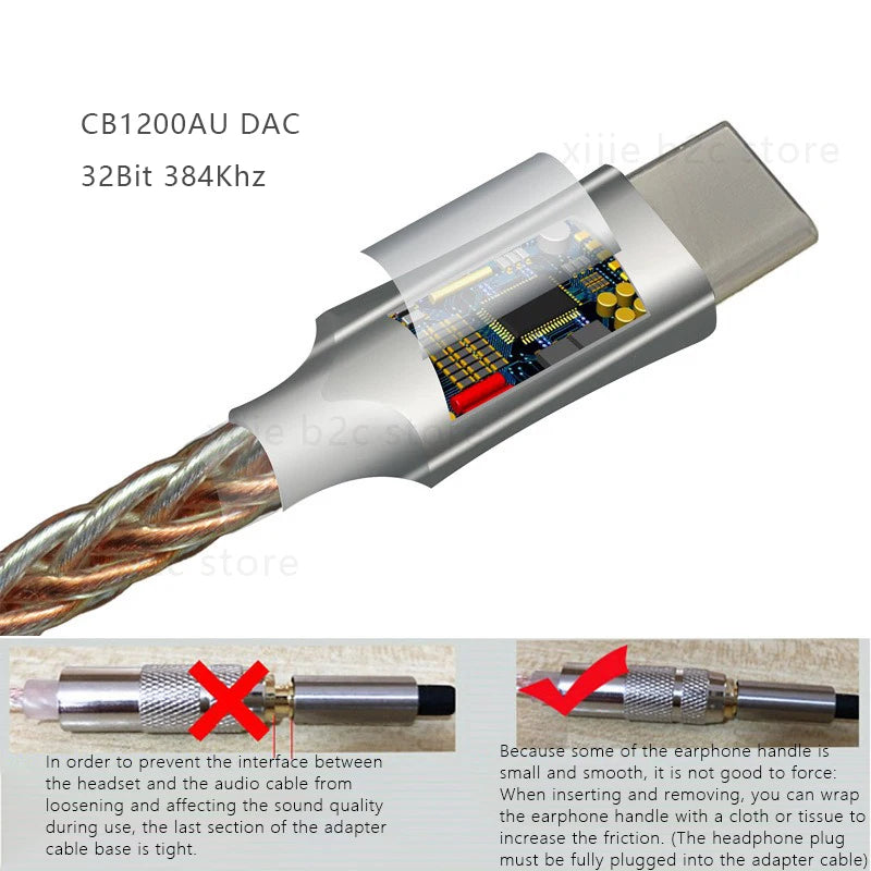 Type C to 3.5mm HiFi DAC Earphone Amplifier USB C Audio Decoder AMP Adapter CB1200AU Chip Sound Card Digital Decoder For Android