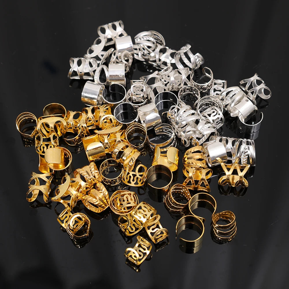 100pcs Dreadlock Hair Rings Hair Jewelry Cuffs Clip Hair Braids Dirty Braids Bead Hippie Hairpin Accessories Headwear for Women