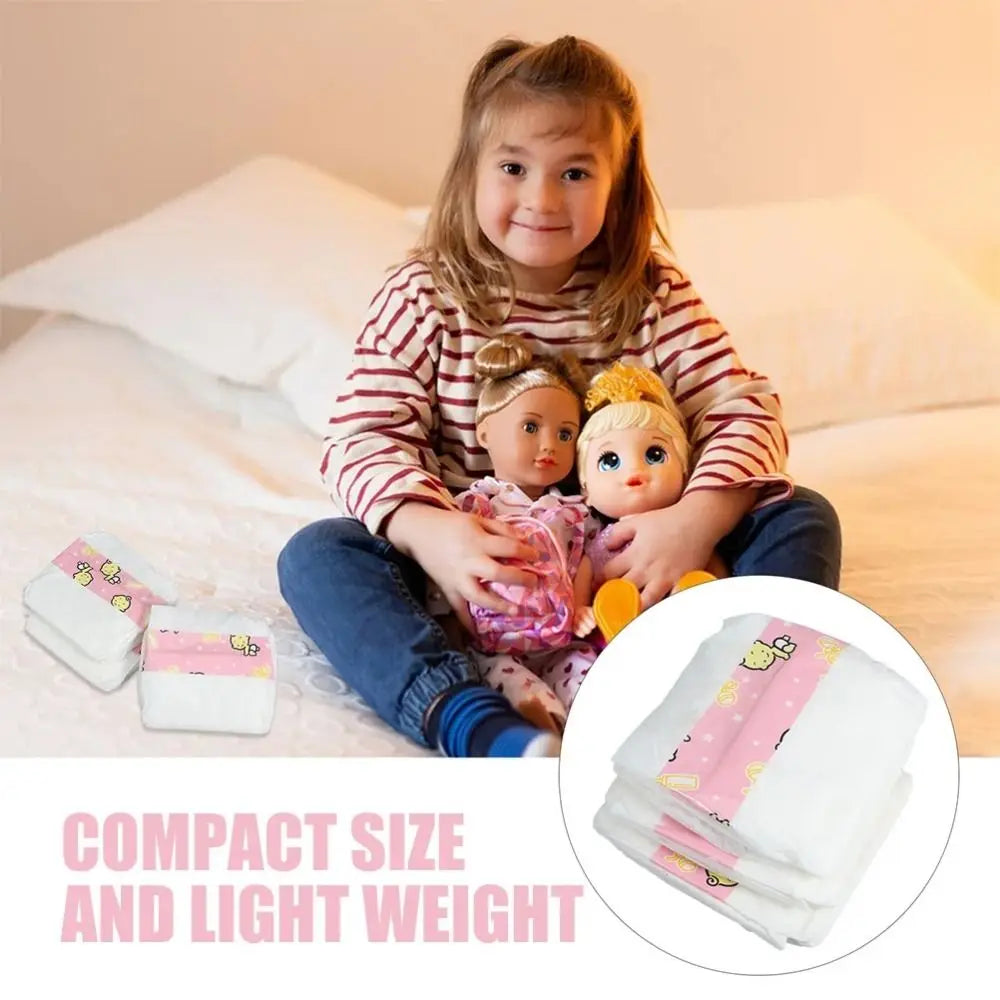 10 Pcs Mini Diapers Play House Diapers Reborn Dolls Decorate Pretend Baby Accessories Miniature Diapers Dollhouse Baby Diapers