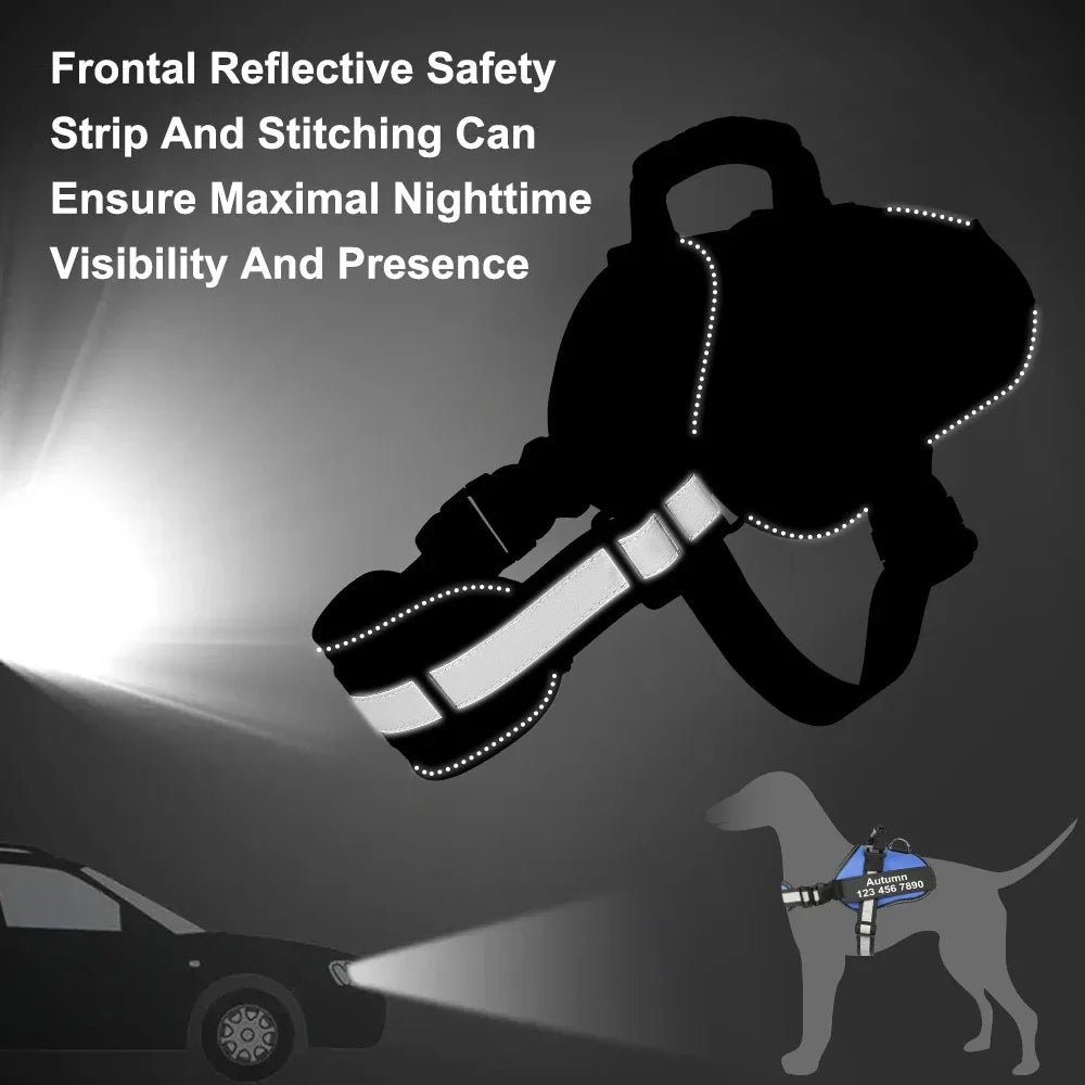 Harness For Dogs Breathable Adjustable Dog Vest Harness Pet NO PULL Vest Reflective For Medium Large Dog With Name Collar Patch