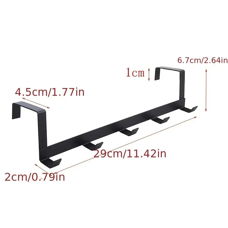 Hooks Over The Door 5 Hooks Home Bathroom Organizer Rack Clothes Coat Hat Towel Hanger Bathroom Kitchen Accessories