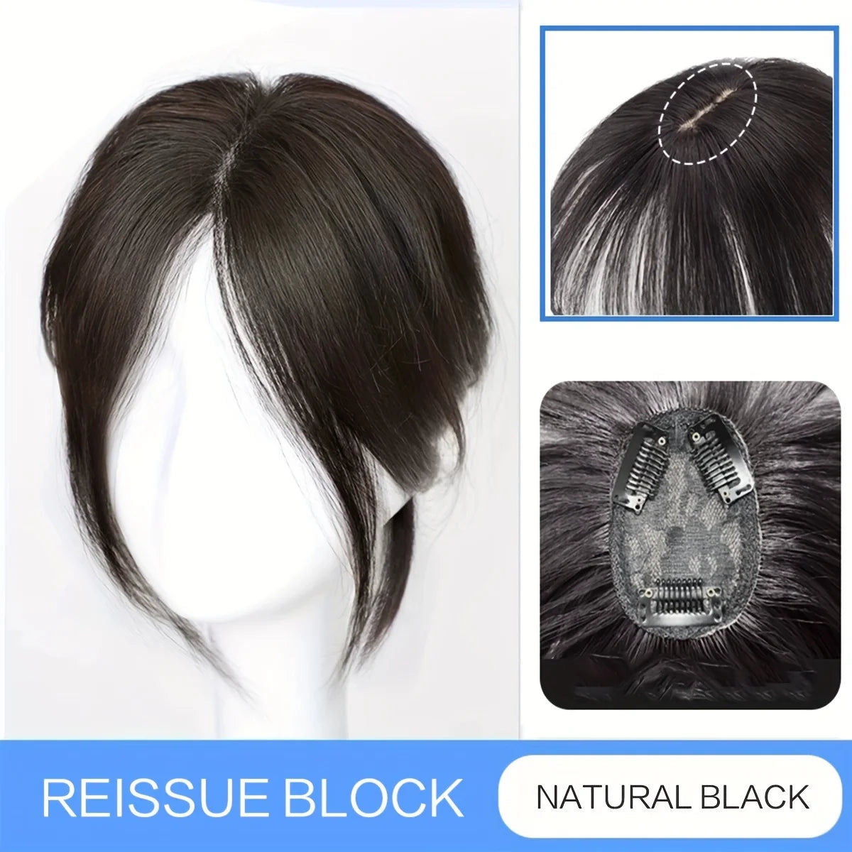 Synthetic Topper with Bangs S Curly 3D French banks Women's Hairpiece Clip In Extension For Hair Volume Non-Remy Machine
