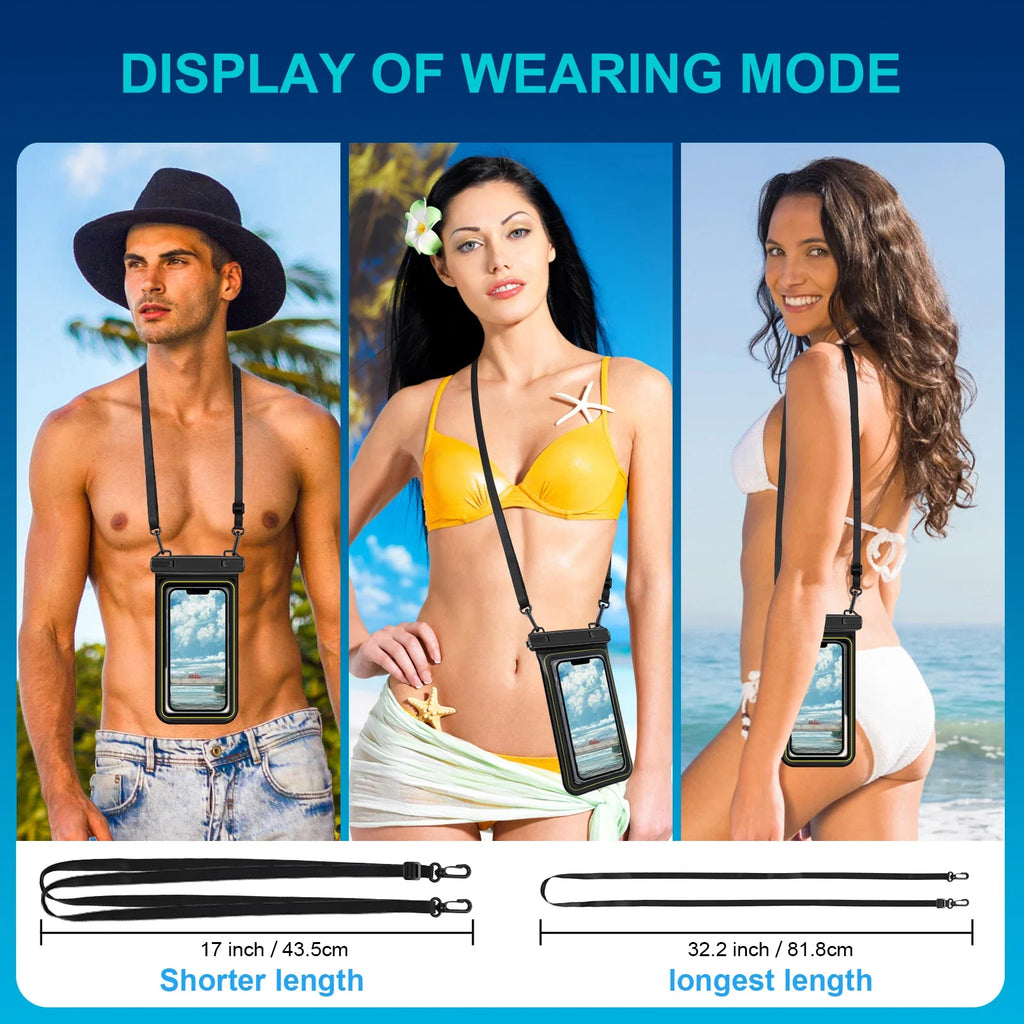 HAISSKY Waterproof Phone Bag for iPhone 16/15/14/13/12 pro Max/XR Universal Crossbody Swim Storage Pouch Case