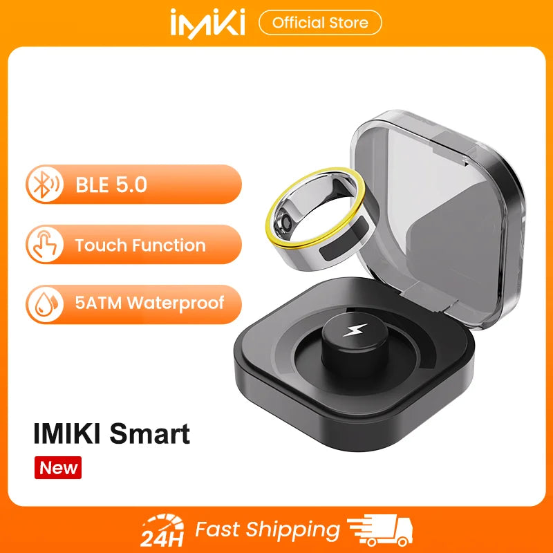 IMIKI Smart Ring 2 With Wireless Charging Health Manager Sleep Heart Rate 5ATM Waterproof For Android iOS Man Woman