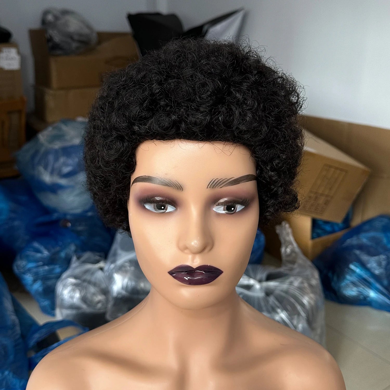 Brazilian Short Pixie Cut Wigs For Black Women Human Hair Afro Kinky Curly Wig African Curly Full Machine Made Wig