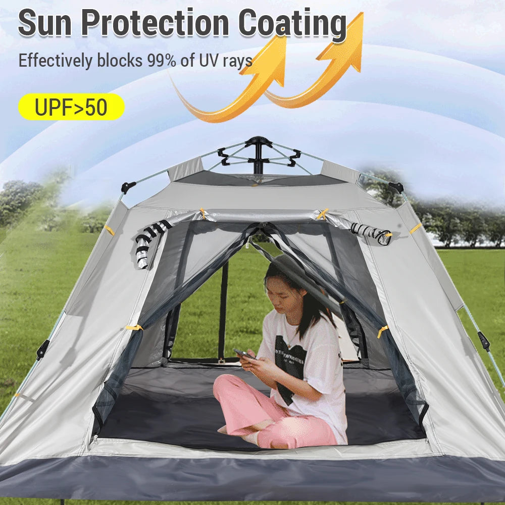 Instant Pop Up Waterproof Camping Tent Outdoor Easy Set Up Automatic Beach Tent for 3-5 People