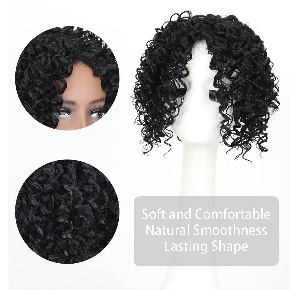 Synthetic Short Afro Curly Hair Toppers Brown Blonde Mixed Color Hair Toupee Hair Piece For Women and Men Increase Hair Volume