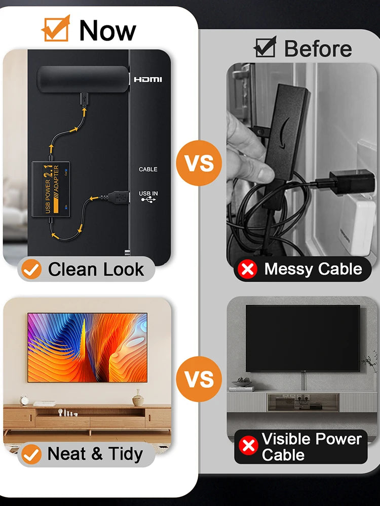 Fire Stick Power Adapter USB Power Cable for Fire TV Stick Streaming TV Sticks Directly from TV's USB Port