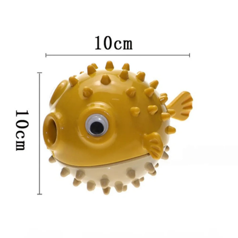 Bouncing Puffer Fish Dog Toy: Treat-Dispensing Chew-Resistant Ball for Dental Health - Fun for Corgi, Poodle, Golden Retriever