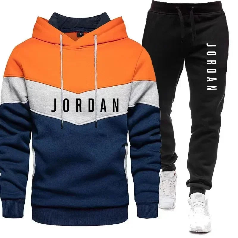 New autumn and winter men's casual pullover + trousers two-piece outdoor jogging fashion men's hooded sweatshirt sportswear set