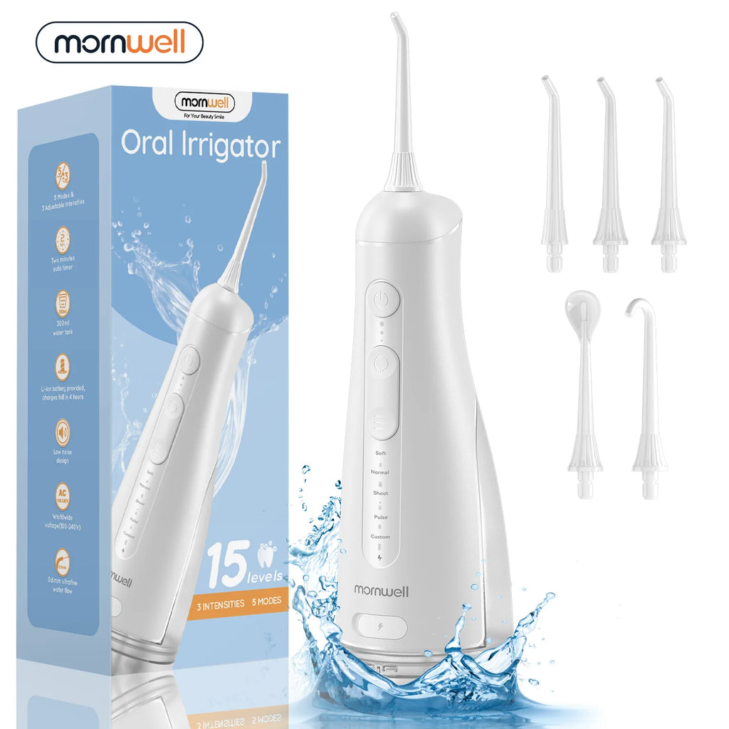 Water Flosser,300ML Tank DIY Mode Rechargeable Water Floss,IPX7 Waterproof 5 Modes 3 Pressure Irrigate for Teeth Clean