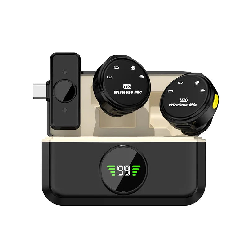 Wireless Lavalier Microphone One-to-Two Magnetic Buckle For Android iPhone Recording Microphone TikTok Live Broadcast