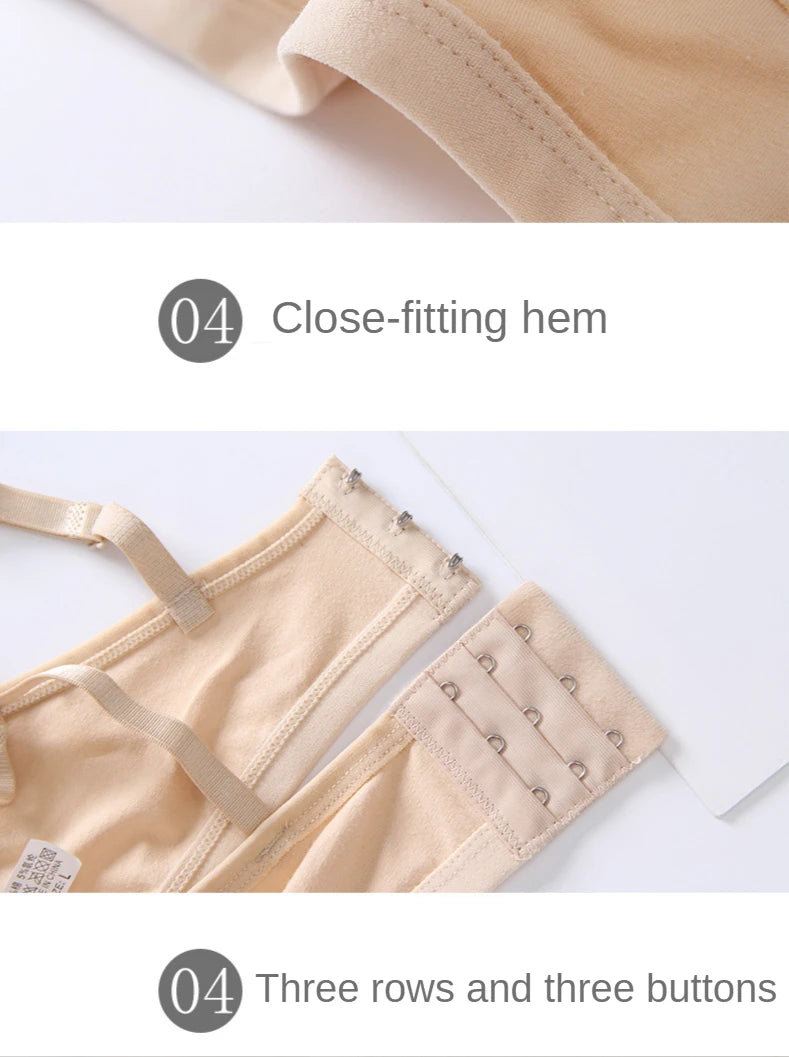 Cotton Bra for Women Fixed Pads Sports Shockproof Underwear Seamless Solid Back Closure Female Lingerie