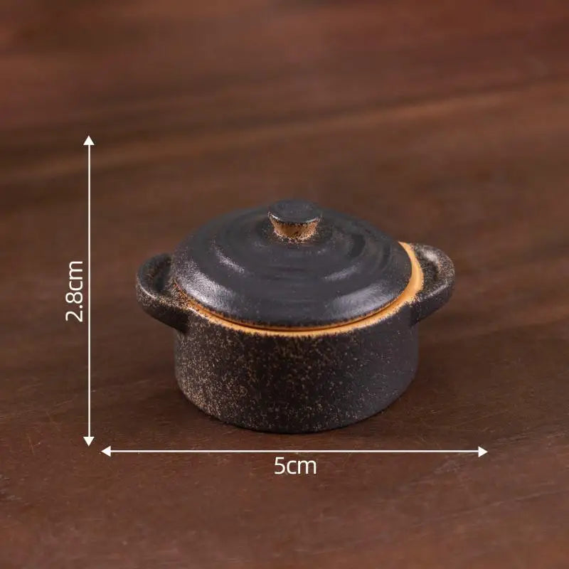 DIY Miniature Dollhouse Kitchen Decoration Accessories; Mini Clay Pot, Plate and Food Model