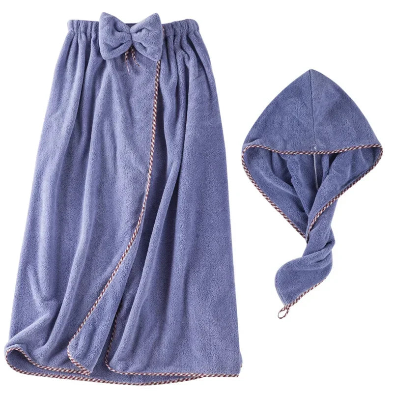 Soft Microfiber Quick - Dry Bath Towel, 2pcs/set, Magic Absorbent, for Women, Beach & Bathroom Towelling Bathrobe