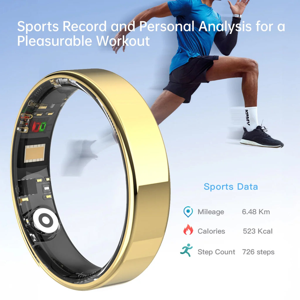 New Smart Ring Heart Rate Blood Oxygen Monitor Health Reminders 5ATM Waterproof Gesture Sensing Switch Videos Sports Record Gift