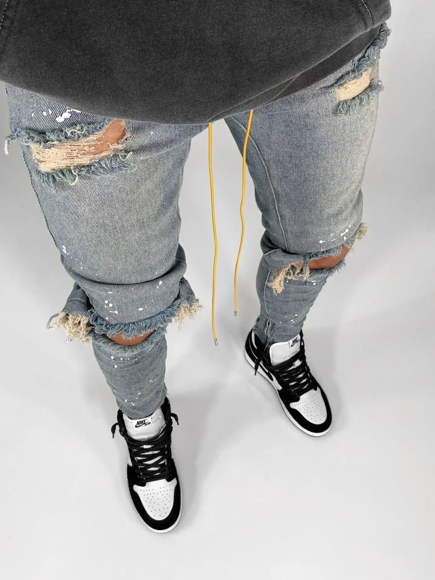 New 2026 Ripped Hole Jeans for Men Hip Hop Cargo Pant Distressed Denim Jeans Skinny Men Clothing Full Length Slim Trousers Male