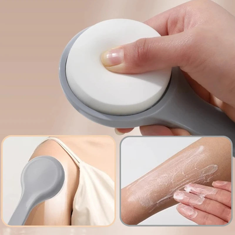 Multi Function Lotion Sunscreen Ointment Applicator Long Handle Body Cleaner Shower Brush Back Massager Beauty Tool