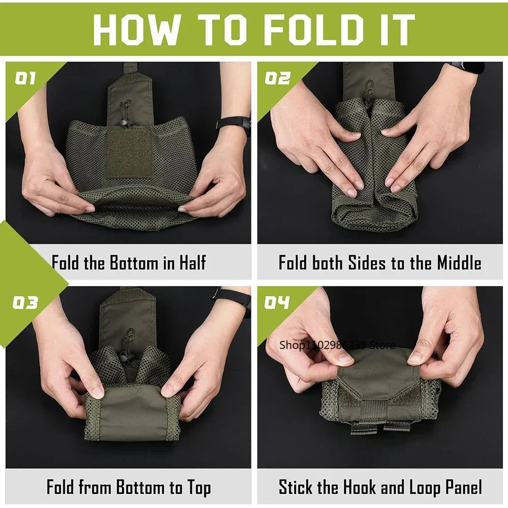 Tactical Style Roll-Up Mesh Utility Pouch, Lightweight Foldable Storage Pocket for Outdoor & EDC Use