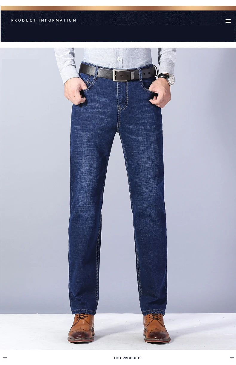 Men's Slim Fashion Denim High Quality Male Pants Elastic Black Blue Leisure Jeans Brand Clothing