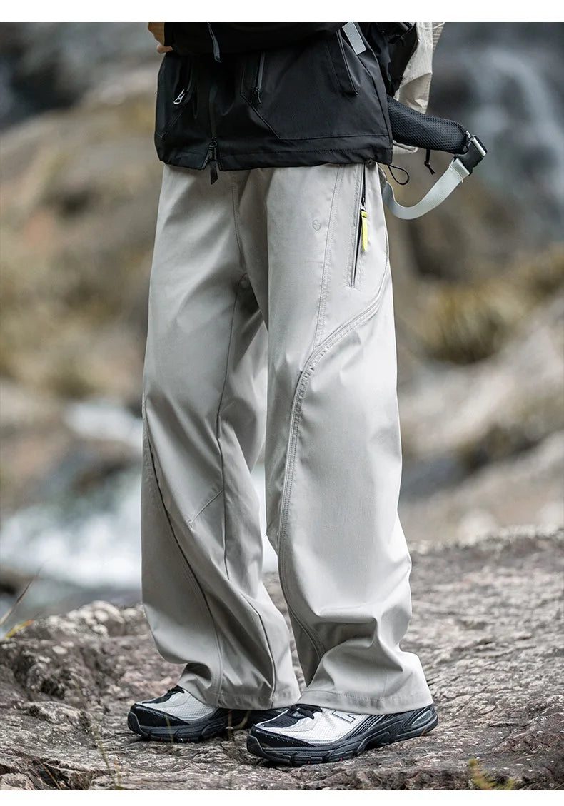 Streetwear Cargo Pants - Waterproof Windproof Fabric with Drawstring Elastic Waist｜Fall 2025 Loose Fit