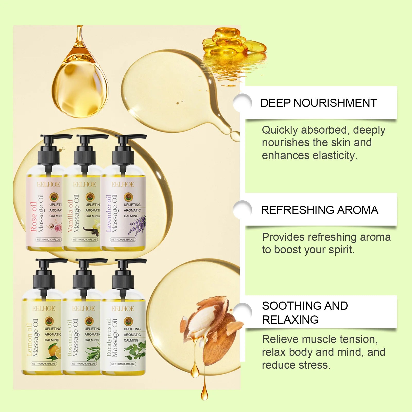 Body Oils for Relaxing Massages Muscle Soreness Relief Physical Fatigue Body Moisturizer Firming Skin Care Native SAP Body Oil