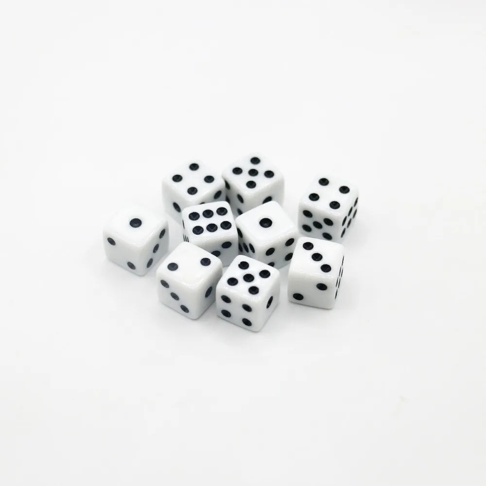 5Pcs/10Pcs 14mm/10mm 6 Sided Drinking White Dices Round Corner Cubes RPG Dice Acrylic Game Accessory Digital Point Dice Set