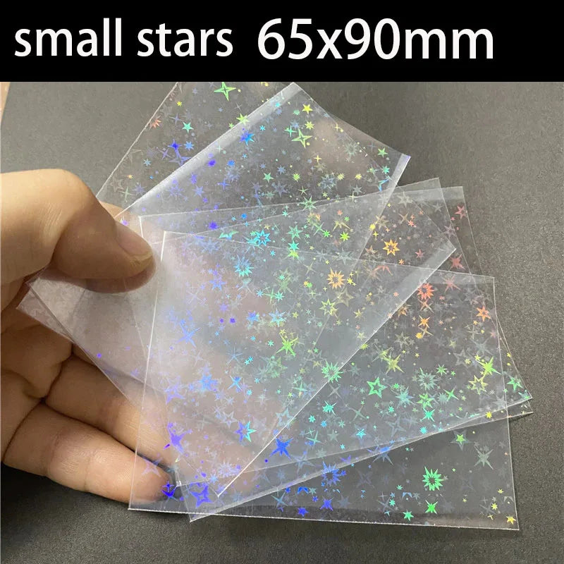 50PCS Laser Heart fireworks butterfly Flashing Holographic Transparent Clear Card Film Sleeves Super Idol Photo Protector Cover