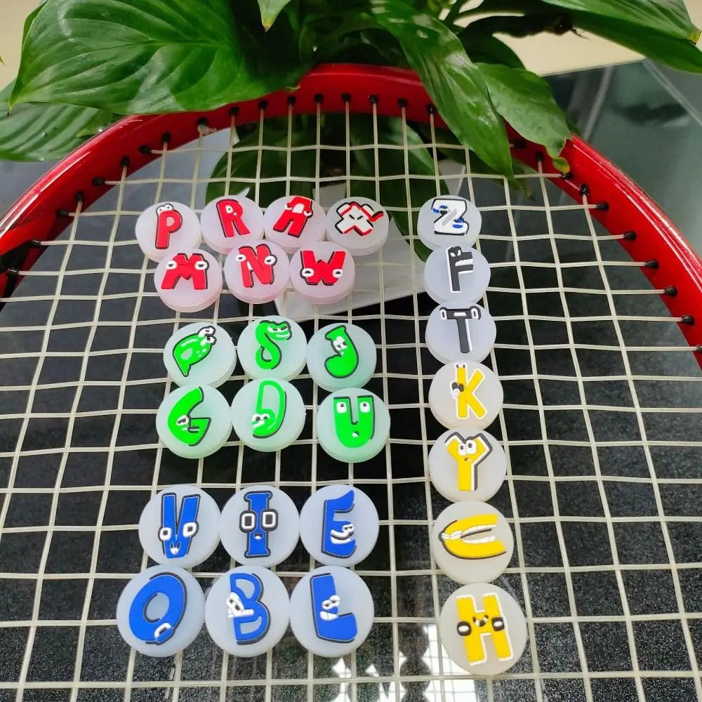 26 English Letters Tennis Shockproof Absorber Anti-Vibration Silicone Tennis Racquet Shock Absorber Shock Absorption Personality
